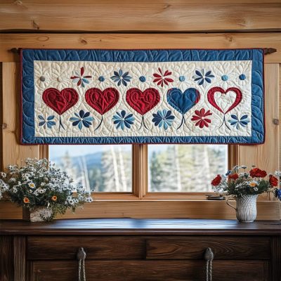 Independence Hearts Quilted Valance