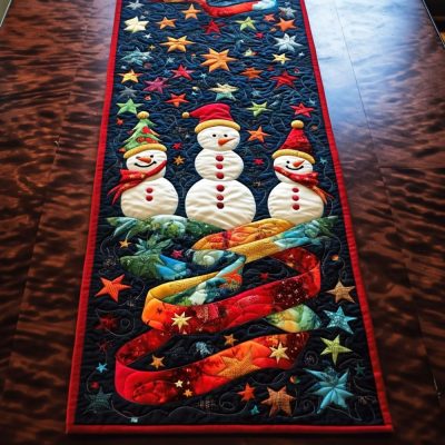 Jolly Snowmen Quilted Table Runner