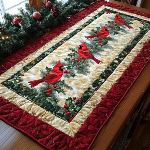 Joyful Cardinal Chorus Quilted Table Runner