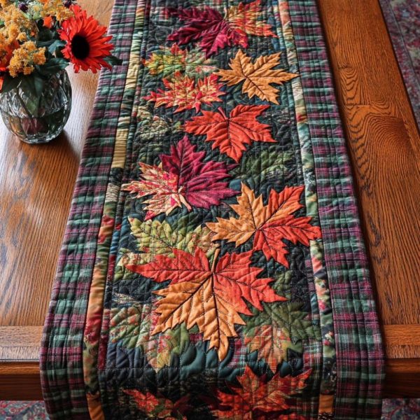 Joyful Maple Stroll Quilted Table Runner