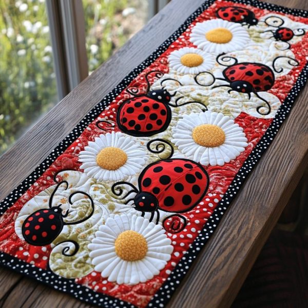 Ladybug Garden Quilted Table Runner