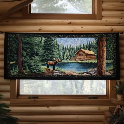Lakeside Lodge View Quilted Valance