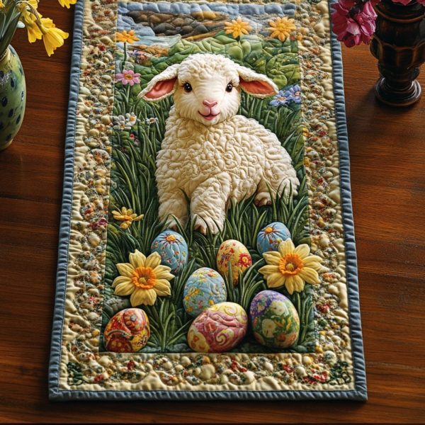 Lamb Of Easter Quilted Table Runner