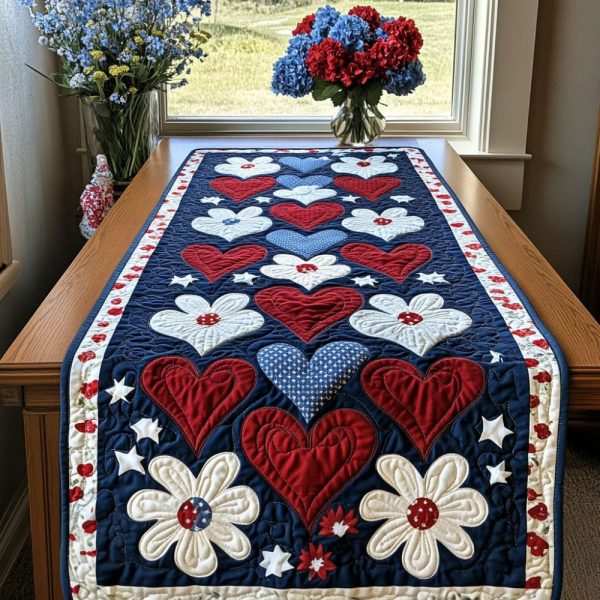 Land Of The Free Love Quilted Table Runner