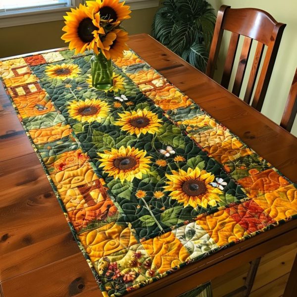 Lovable Sunflowers Quilted Table Runner
