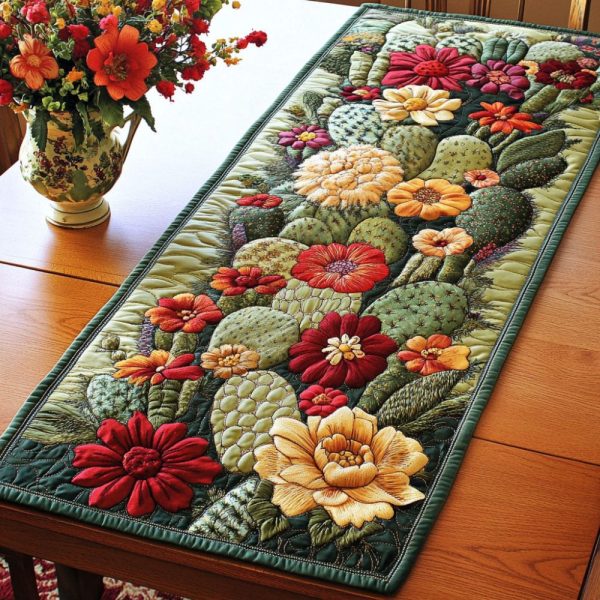 Lush Succulents Quilted Table Runner