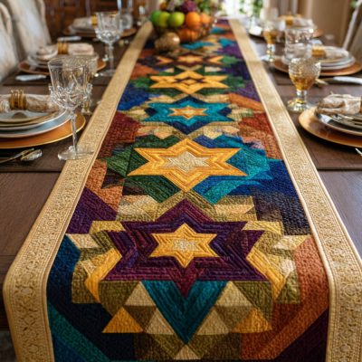 Magen David Quilted Table Runner