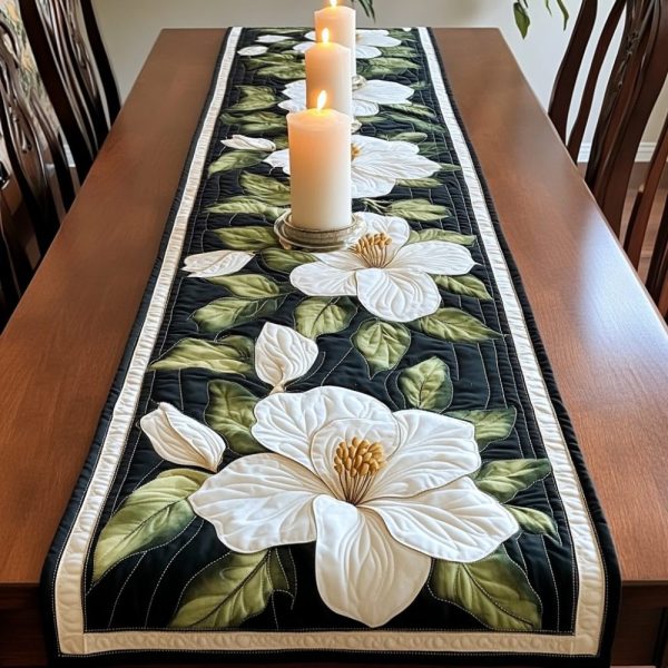 Magnolia Bloom Quilted Table Runner