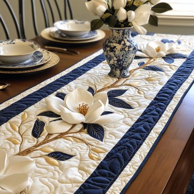 Magnolia Dream Quilted Table Runner