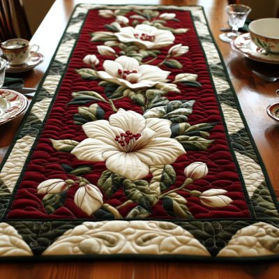 Magnolia Essence Quilted Table Runner