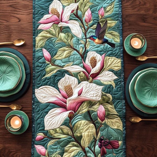 Magnolia Whisper Quilted Table Runner