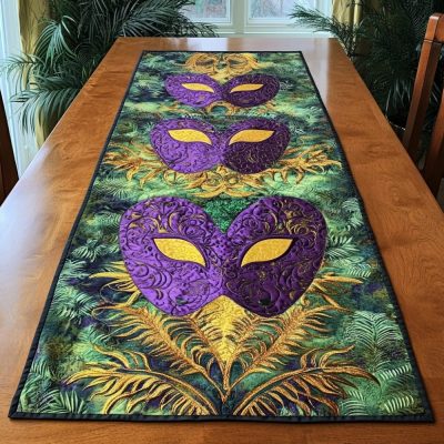 Mardi Gras Charm Quilted Table Runner