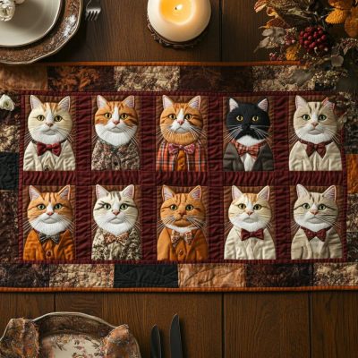 Meow Garden Quilted Table Runner