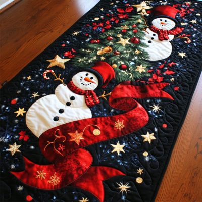 Merry Snowflakes Quilted Table Runner