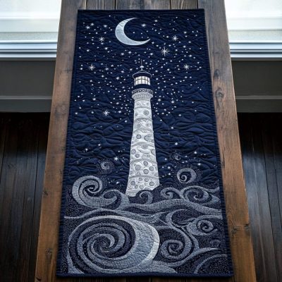 Midnight Lighthouse Quilted Table Runner