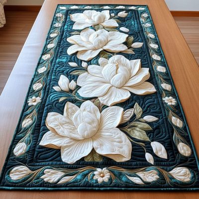 Midnight Magnolia Quilted Table Runner