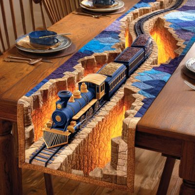 Midnight Toy Express Quilted Table Runner