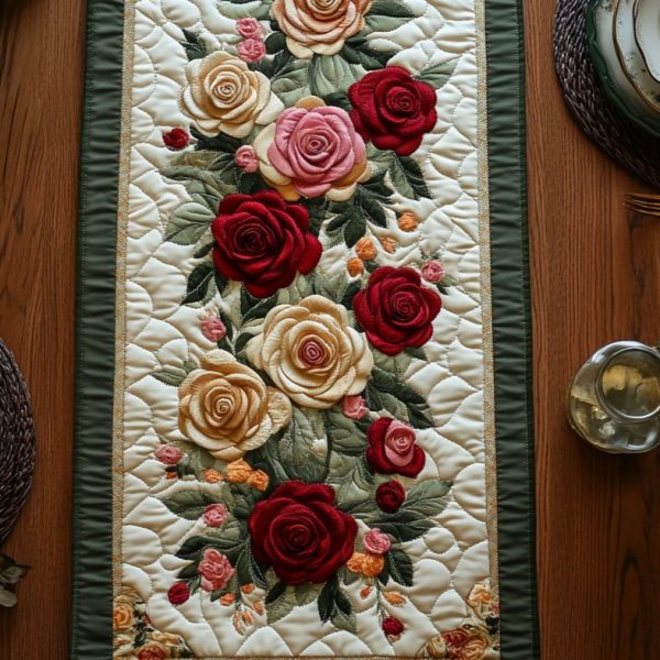 Mystic Rose Quilted Table Runner