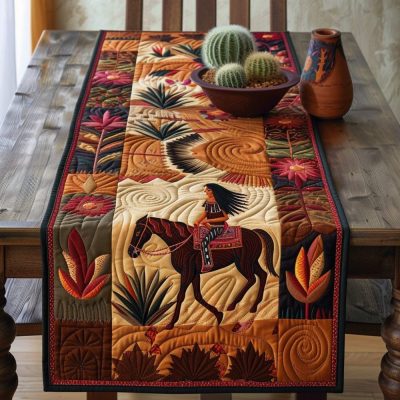 Native American Horse Quilted Table Runner