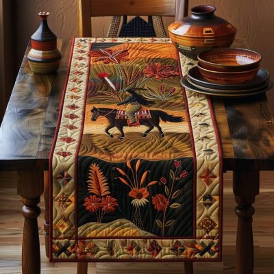 Native American Horse Quilted Table Runner