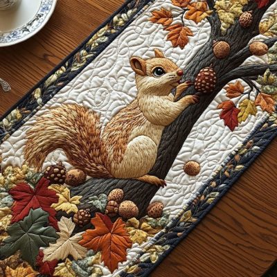 Nutcracker Squirrel Quilted Table Runner
