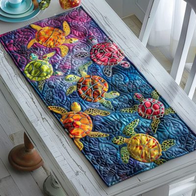 Ocean Journey Turtle Quilted Table Runner
