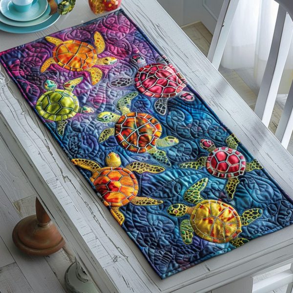 Ocean Journey Turtle Quilted Table Runner