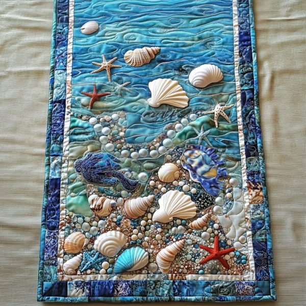 Ocean Harmony Quilted Table Runner