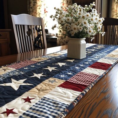 Old Glory Patchwork Quilted Table Runner