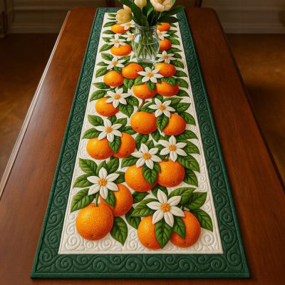 Orange Grove Elegance Quilted Table Runner