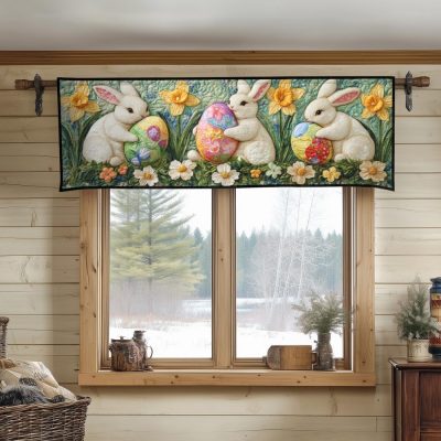 Pastel Bunny Delight Quilted Valance