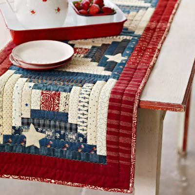 Patriotic Patchwork Quilted Table Runner