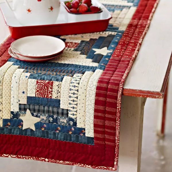 Patriotic Patchwork Quilted Table Runner