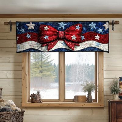 Patriotic Bow Quilted Valance