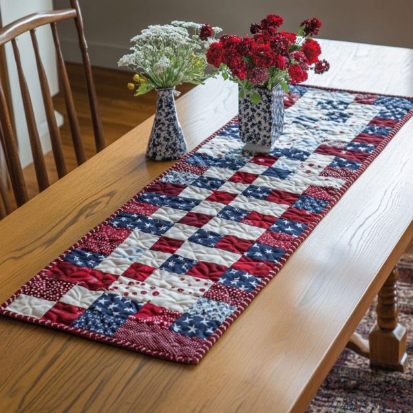 Patriotic Charm Quilted Table Runner