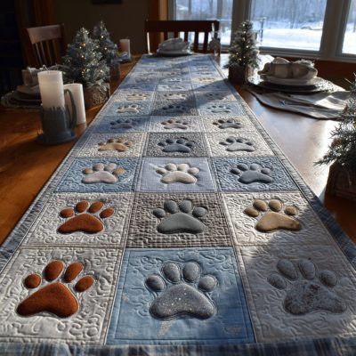 Paw Cottage Charm Quilted Table Runner