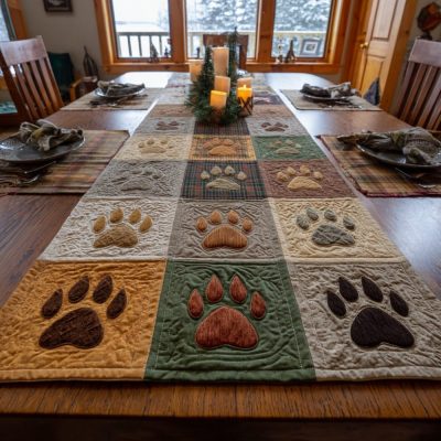 Pawprint Meadow Quilted Table Runner
