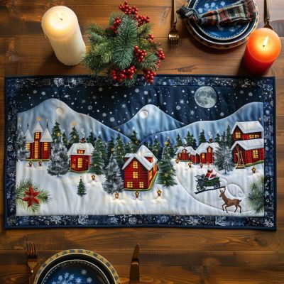 Peaceful Town Quilted Table Runner