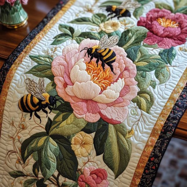 Peony Bliss Quilted Table Runner