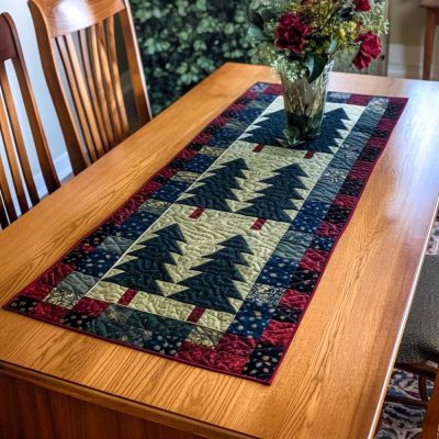 Pine Forest Charm Quilted Table Runner
