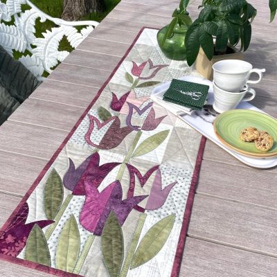 Pink Tulip Charm Quilted Table Runner