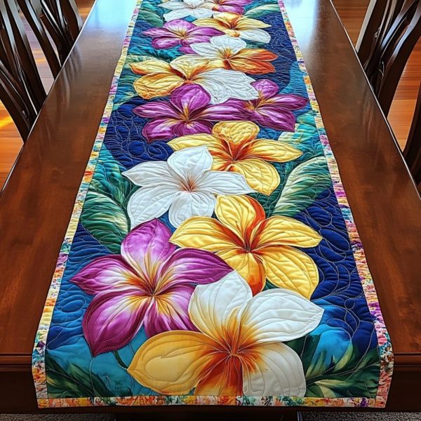 Plumeria Breeze Quilted Table Runner