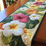Plumeria Delight Quilted Table Runner