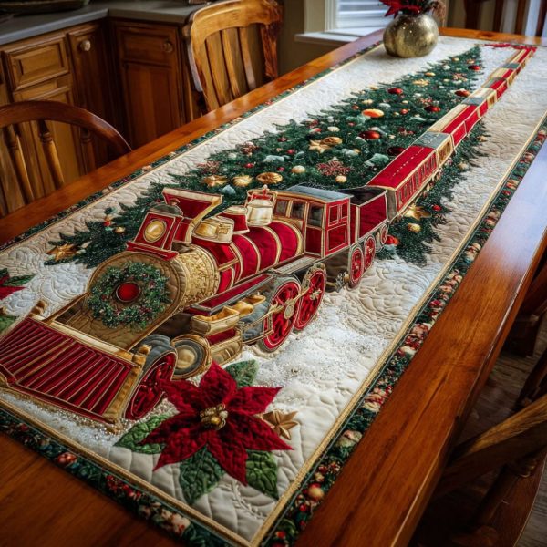 Poinsettia Journey Quilted Table Runner
