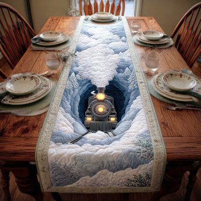 Polar Train Trail Quilted Table Runner
