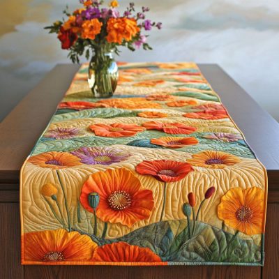 Poppy Meadow Glow Quilted Table Runner