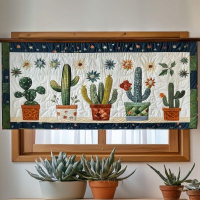 Potted Cactus Garden Quilted Valance