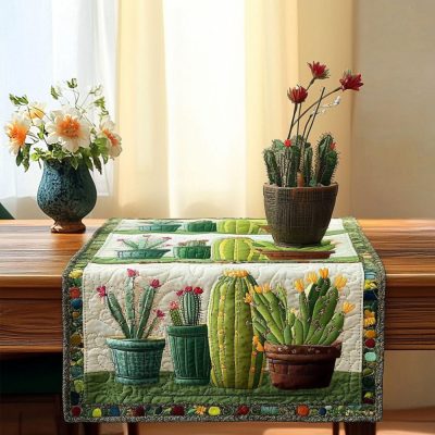 Potted Greens Quilted Table Runner
