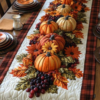 Pumpkin Parade Quilted Table Runner