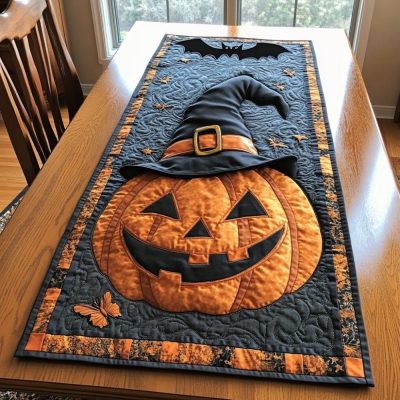 Pumpkin Delight Quilted Table Runner